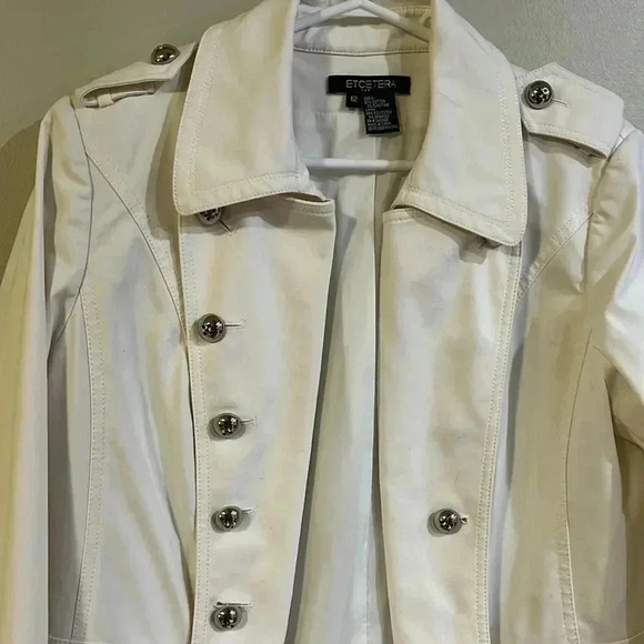 [US12]Etcetera-Anthropologie Cream Double  Breasted Blazer Jacket Trench coat - Picture 2 of 8